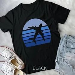 retro airplane silhouette pilot aviation flight attendance unisex t-shirt