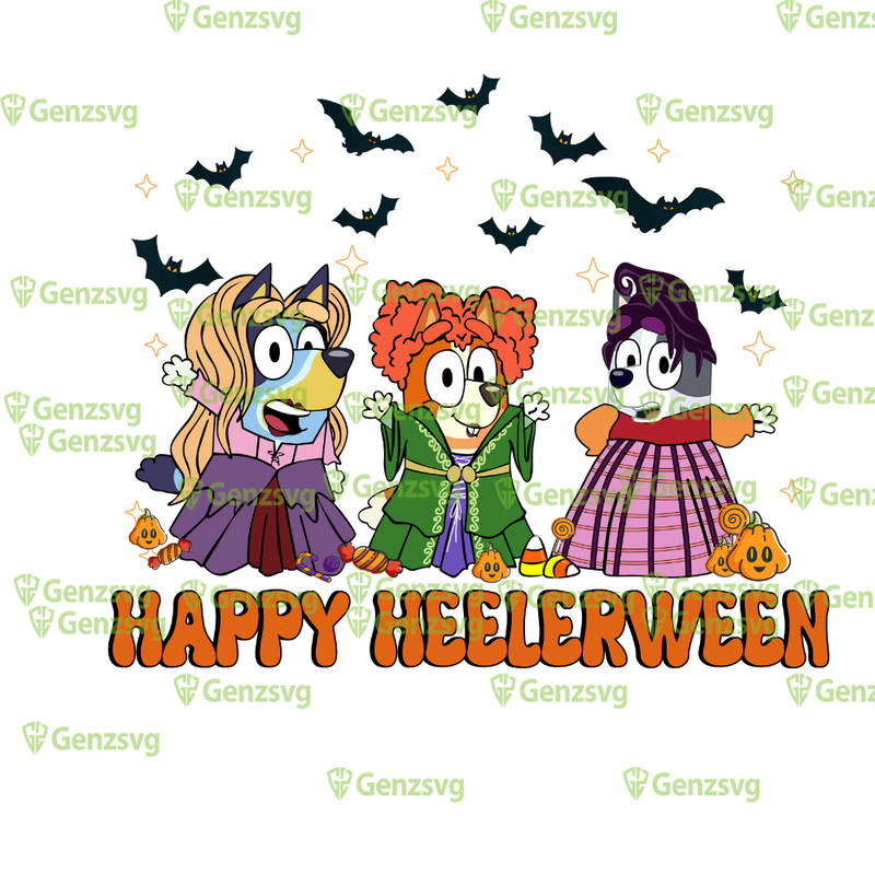 Happy Heelerween Bluey TShirt, Bluey Heelerween TShirt, Bingo Heelerween T-Shirt, Halloween Bluey Shirt, Bluey Kids TShirt.png