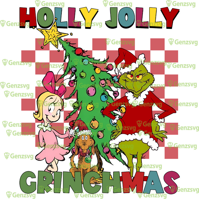 Holly Grinchmas Jolly Tshirt, Gr$inch and Friends Christmas Vibes Tshirt, Gr$inch Cindy L$ou Who and Max Shirt.png
