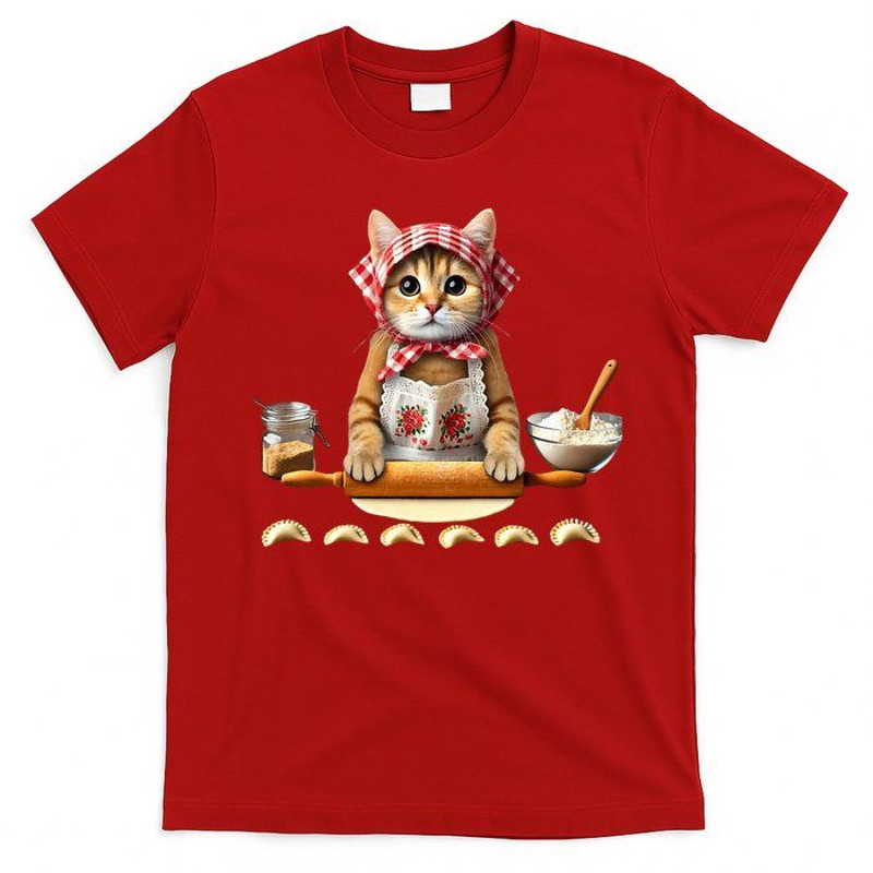 Babushka Cat Pierogi Maker Shirt Funny Polish Cat Tee 0