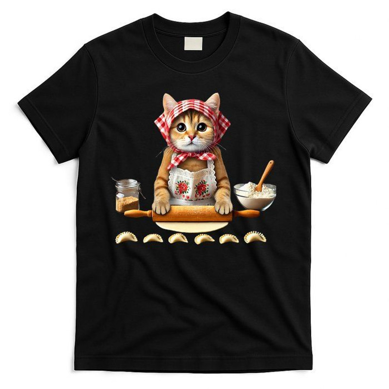 Babushka Cat Pierogi Maker Shirt Funny Polish Cat Tee 2
