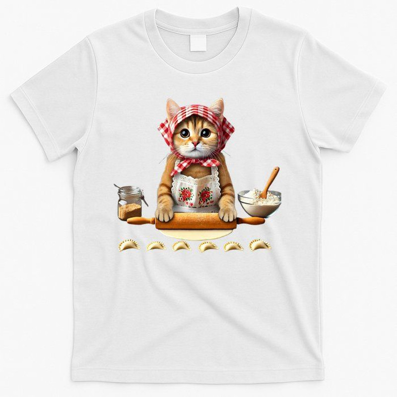 Babushka Cat Pierogi Maker Shirt Funny Polish Cat Tee 3