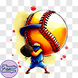 baseball player throwing enormous ball png