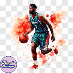 colorful basketball player dribbling with paint splashes png