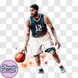 basketball player in action with paint splashes png
