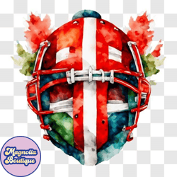 watercolor painting of hockey mask with canadian flag colors png