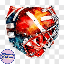 artistic watercolor painting of hockey goalies helmet png