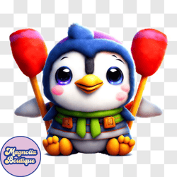 cartoon penguin with hockey sticks fun and playful image png