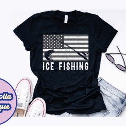 American Flag Ice Fishing Vintage Design