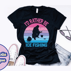 ice fishing retro vintage design