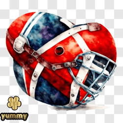 Norway Flag Hockey Helmet Watercolor Painting PNG Design 131