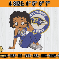Ravens Embroidery, Betty Boop Embroidery, NFL Machine Embroidery Digital, 4 sizes Machine Emb Files -28 yummy