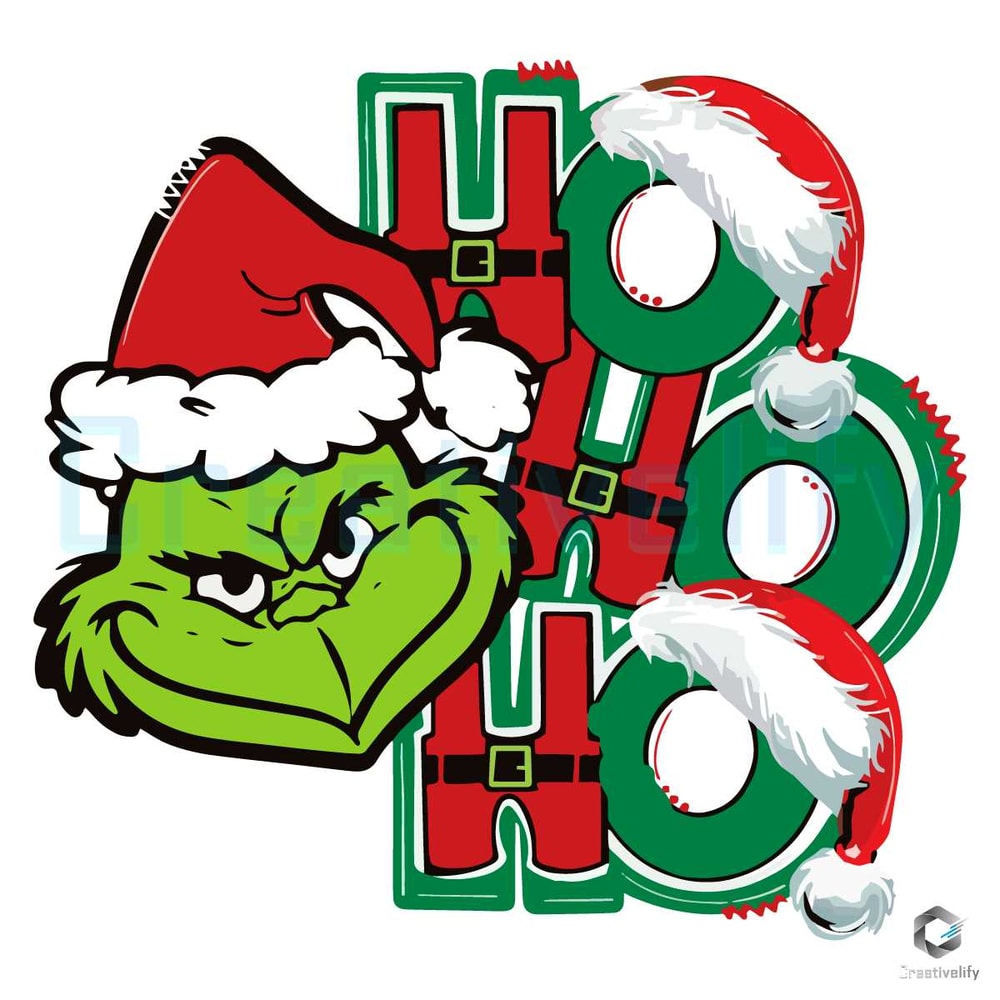 Grinch Face Ho Ho Ho SVG Santa Christmas Graphic File.jpg
