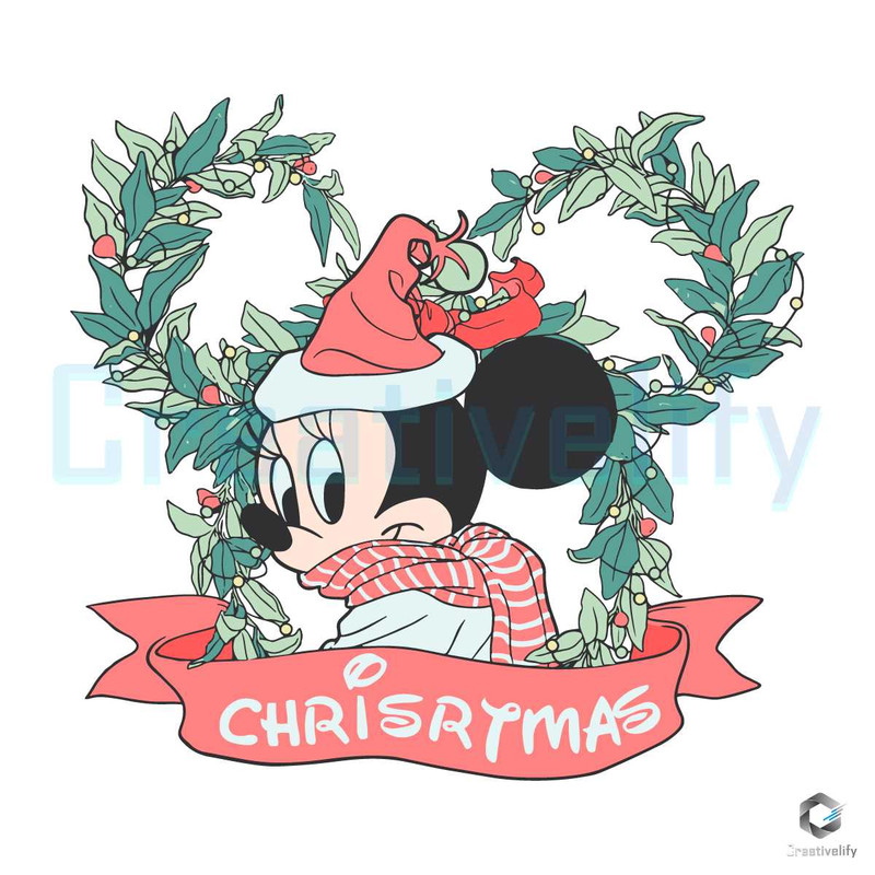 Minnie Christmas Wreath SVG Retro Xmas Cutting Digital File.jpg
