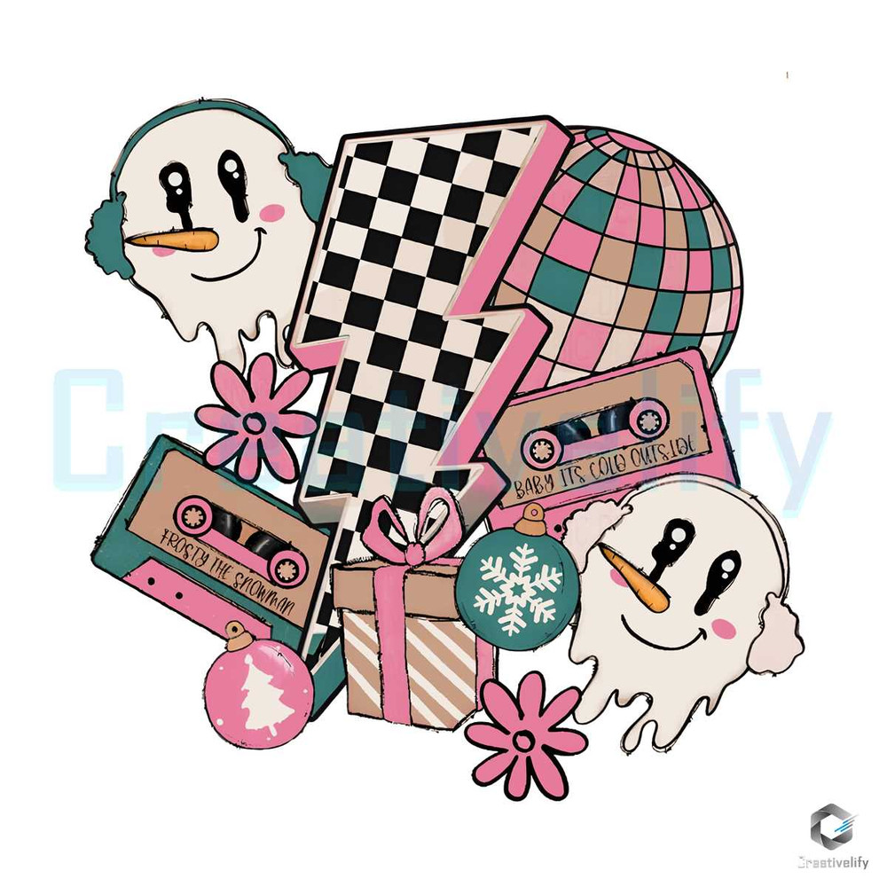 Retro Christmas Snowman PNG Lightning Bolt File Download.jpg