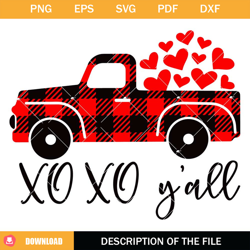 Buffalo Plaid Truck Valentines Day Svg, XO XO Svg, Truck Svg.jpg
