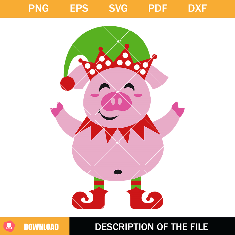 Christmas Elf Pig Svg, Christmas Pig Svg, Funny Christmas.jpg