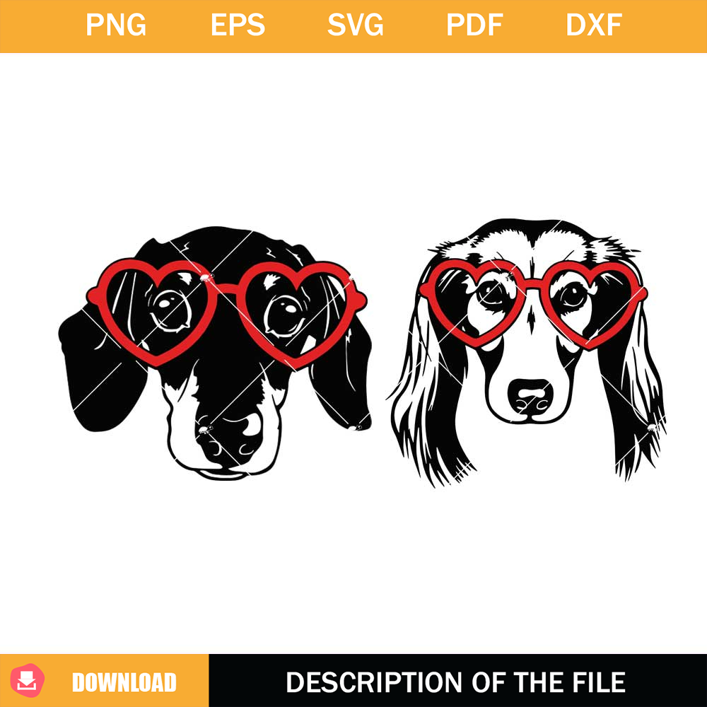 Dachshund Valentine Bundle Svg, Doxie Heart Glasses Svg.jpg