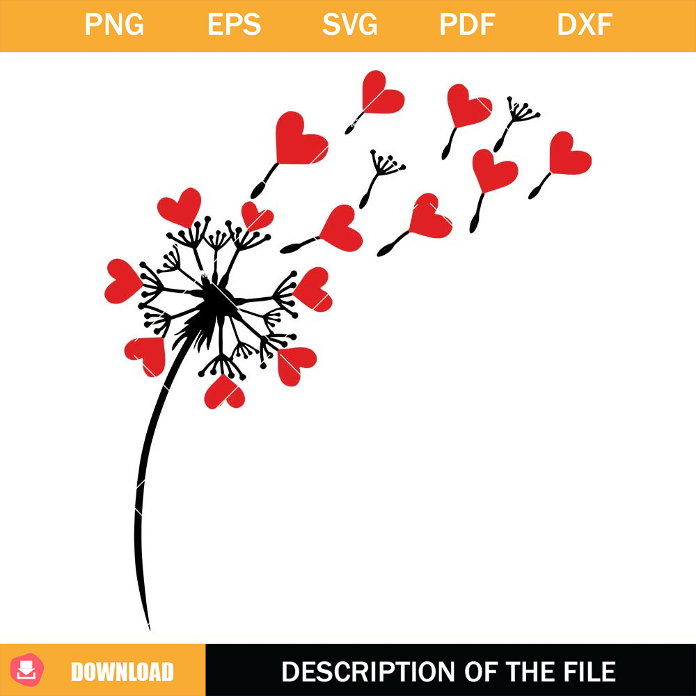 Dandelion Heart Svg, Hello Valentine Svg.jpg