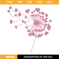 dandelion valentine svg, dandelion wish svg, dandelion heart