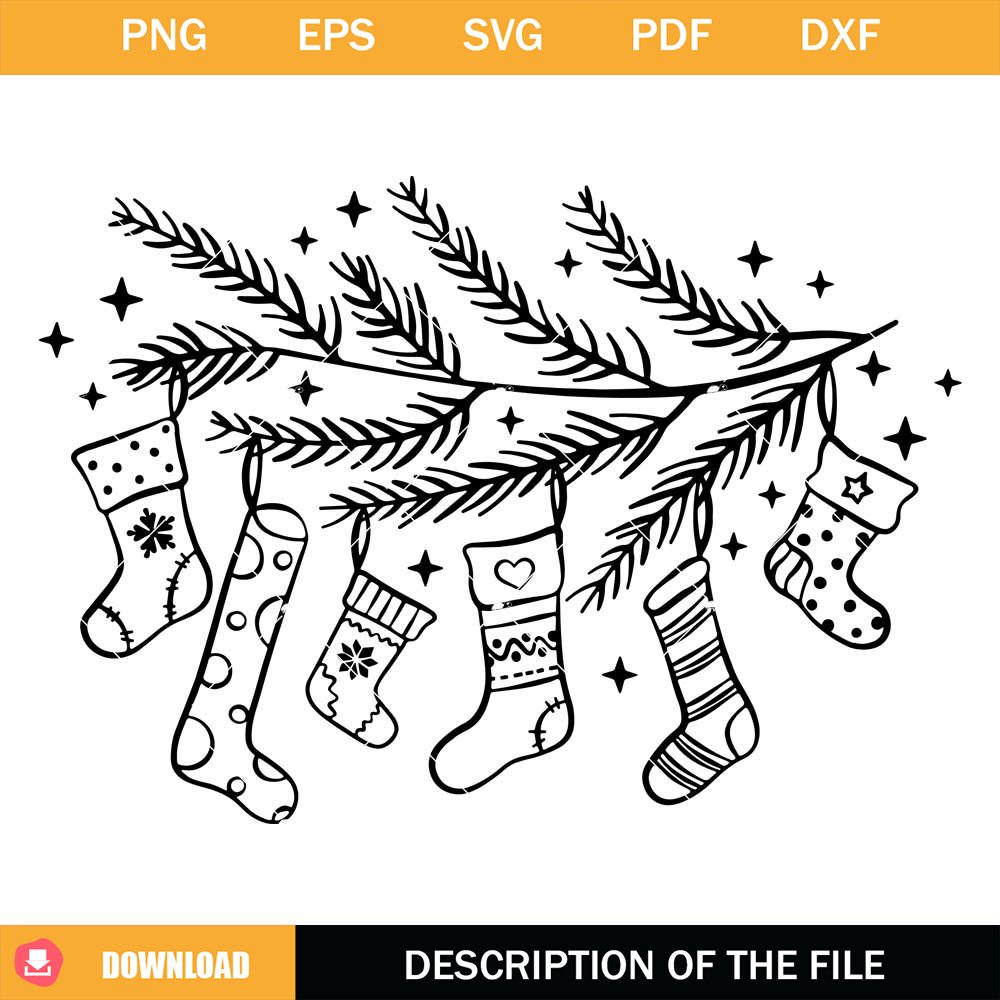 Decorative Socks On The Tree Svg, Hanging Socks Svg.jpg