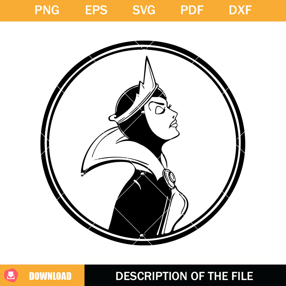 Evil Queen Round Frame Svg, Fairy Tale Villain Svg, Cartoon.jpg