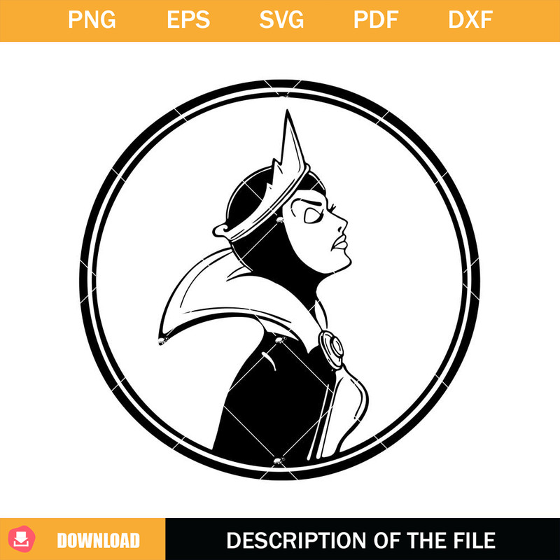 Evil Queen Round Frame Svg, Fairy Tale Villain Svg, Cartoon.jpg