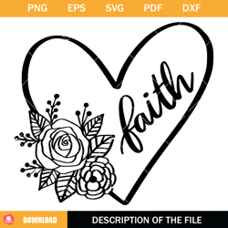 faith rose heart svg, valentine heart svg, rose heart svg
