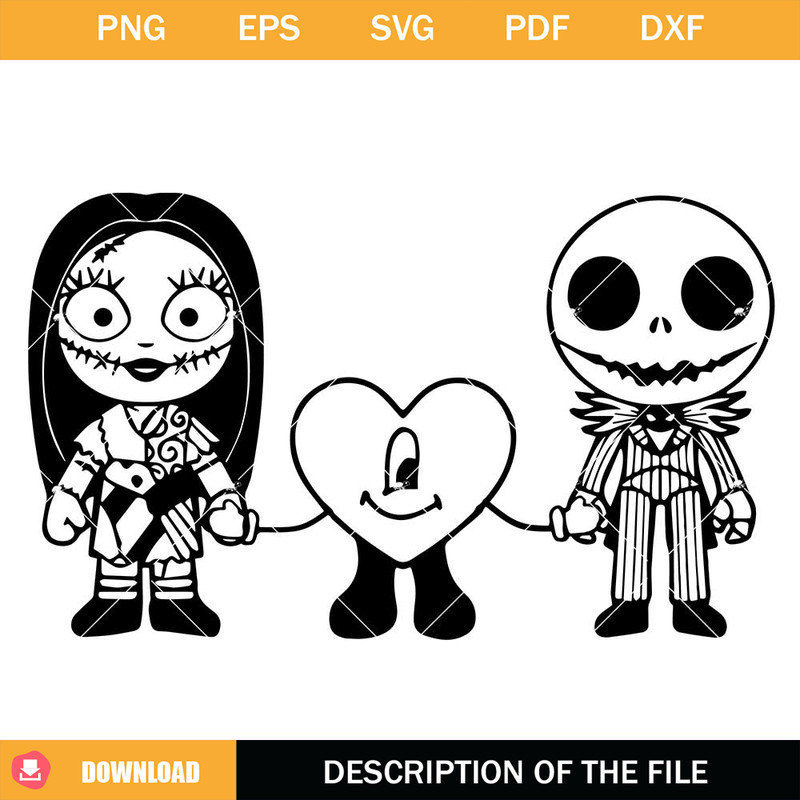 Jack and Sally Valentine Svg, Bad Bunny Valentine Svg.jpg