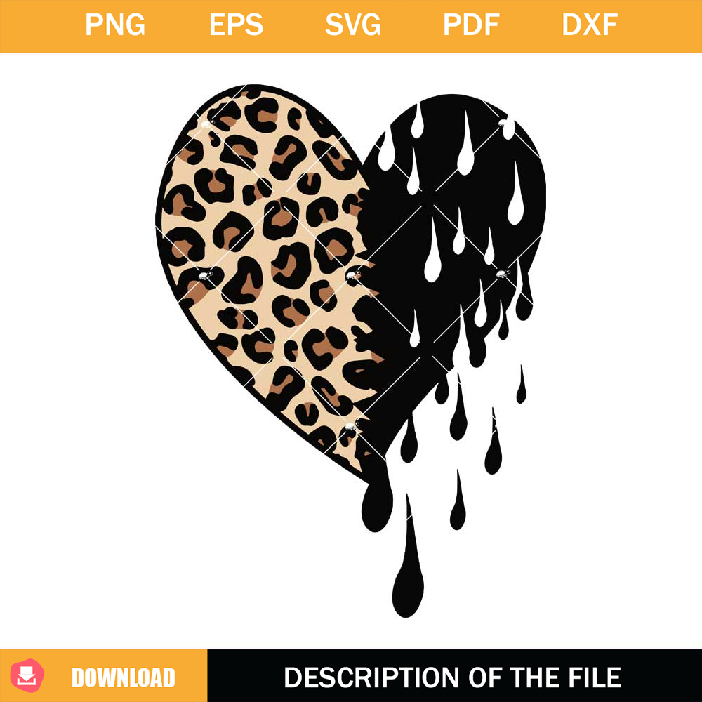 Leopard Heart Drips Svg, Leopard Cry Heart Svg, Leopard Svg.jpg