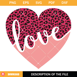 love leopard heart svg, valentines heart svg, valentines day