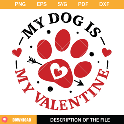 my dog is my valentine svg, love heart svg, paw heart svg