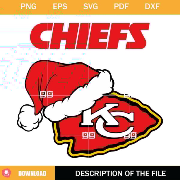 Kansas City Chiefs Christmas SVG, NFL Christmas Logo SVG, Chiefs NFL Santa Hat SVG.jpg