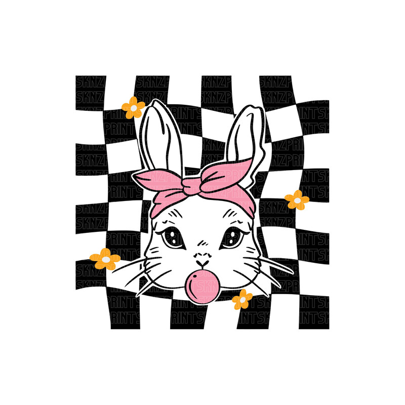 checkered bunny svg, checker bunny png, bunny with bubble gum svg, bunny with bubblegum svg, bunny with bubble gum shirt, bunny gum svg.jpg