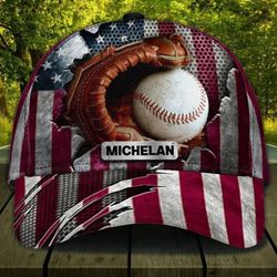 4th of July Personalized Baseball Cap American Flag for Baseball Lovers, Sport Hat for Players