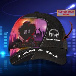 customized baseball cap for dj man and woman, i am a dj, dj cap hat, gift for a disc jockey