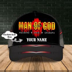 Personalized Man Of God Cap Hat, 3D Baseball Cap Hat For Father, Classic Dad Cap, Dad Hat