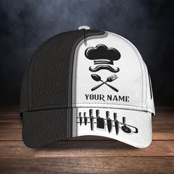Personalized White Black 3D Chef Cap, Master Chef Cap Hat, Baseball Cap, Classic Cap For Master Chef