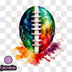 Colorful Paint Splashed Football Ball PNG Design 04