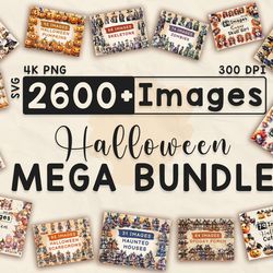 2600 Halloween MEGA BUNDLE Clipart, Watercolor Clipart, Spooky Halloween, Scrapbook, Paper Crafts, Png and SVG