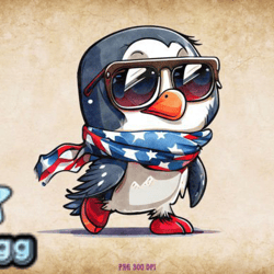 Patriotic Penguin Clipart 4th of July Design 22