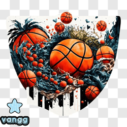 Basketball Game with Splashes of Paint PNG Design 85