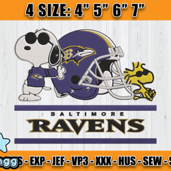 Ravens Embroidery, Snoopy Embroidery, NFL Machine Embroidery Digital, 4 sizes Machine Emb Files-01&vangg