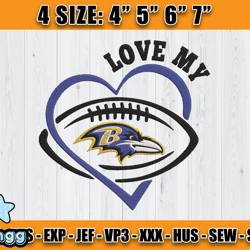 Ravens Embroidery, NFL Ravens Embroidery, NFL Machine Embroidery Digital, 4 sizes Machine Emb Files - 06&vangg