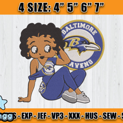 Ravens Embroidery, Betty Boop Embroidery, NFL Machine Embroidery Digital, 4 sizes Machine Emb Files -28&vangg