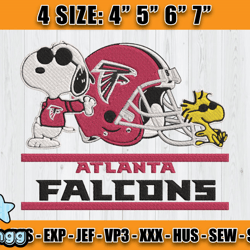 Atlanta Falcons Embroidery, Snoopy Embroidery, NFL Machine Embroidery Digital, 4 sizes Machine Emb Files-05-vangg
