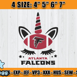 Atlanta Falcons Embroidery, Unicorn Embroidery, NFL Machine Embroidery Digital, 4 sizes Machine Emb Files -25-vangg