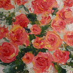 Roses Painting Original Artwork Impasto Art Floral Wall Art
