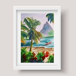 Costa Rico Painting Original Artwork Landscape Art Seascape Wall Art