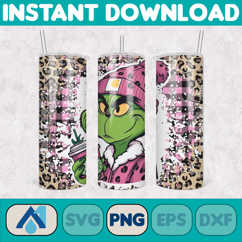 Pink Boujee Christmas Leopard 20oz Tumbler Design Png, Stanley Christmas Retro 20oz Straight And Tapered Tumbler Wrap Design (15).jpg